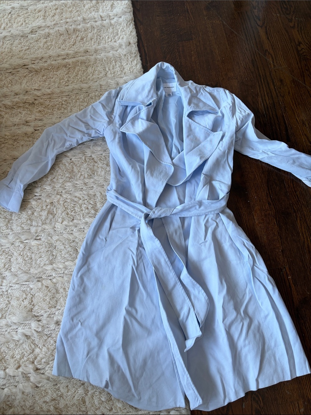 Club Monaco Light Blue Long-Sleeve Tie-Waist Trench Coat